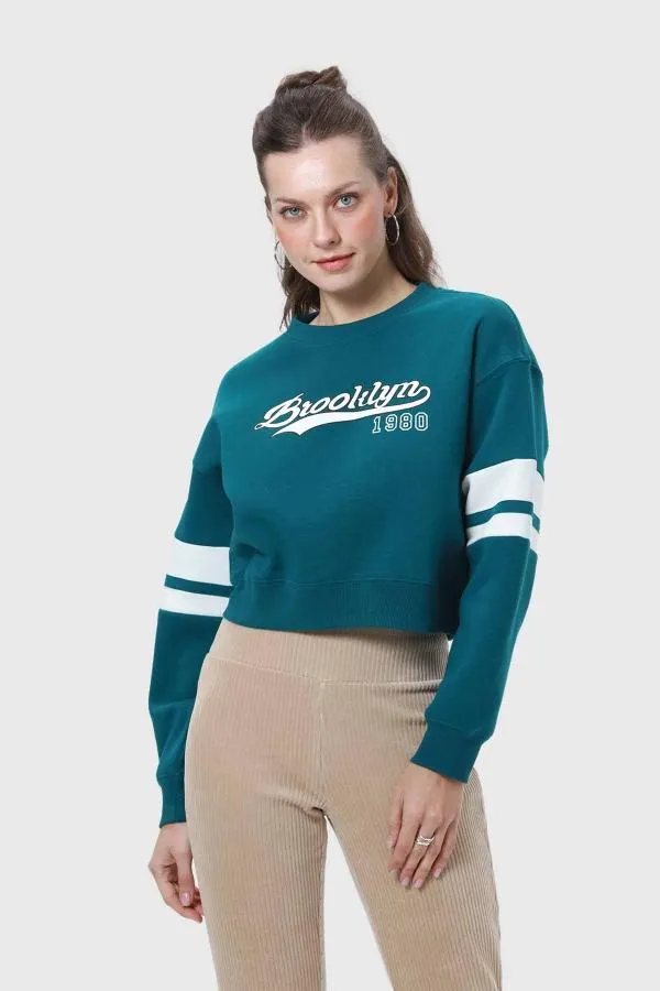 PolerÓn mujer crop verde esmeralda