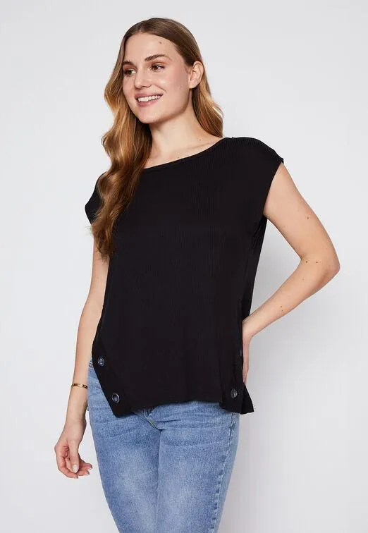Polera Mujer Negro Canuton Ojetillos Family Shop