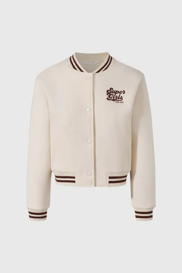 Chaqueta niÑa tipo college beige
