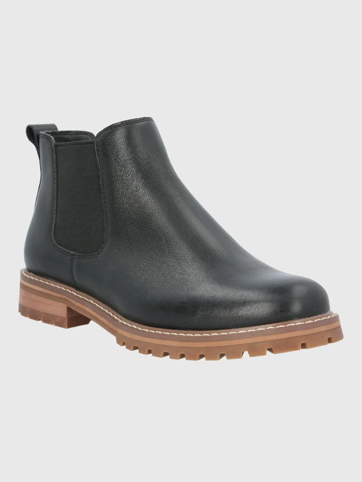 Botin Cuero Mujer Leri Chelsea Negro Hush Puppies