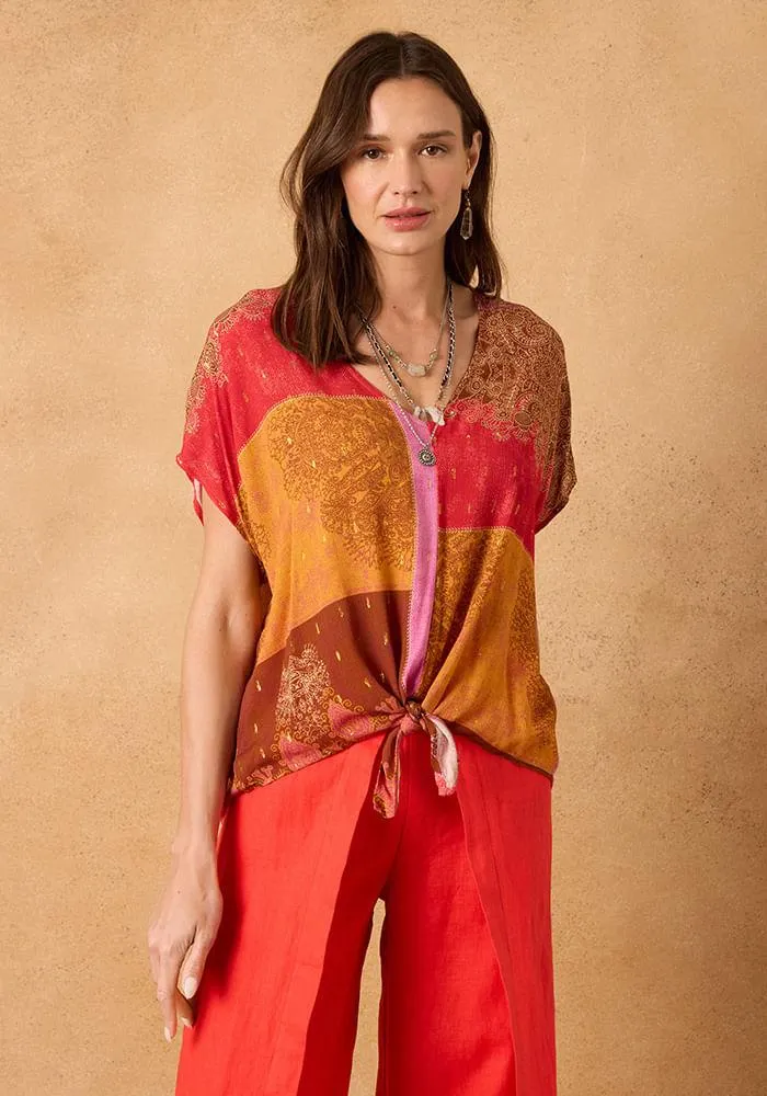 Blusa Estampada Anudada