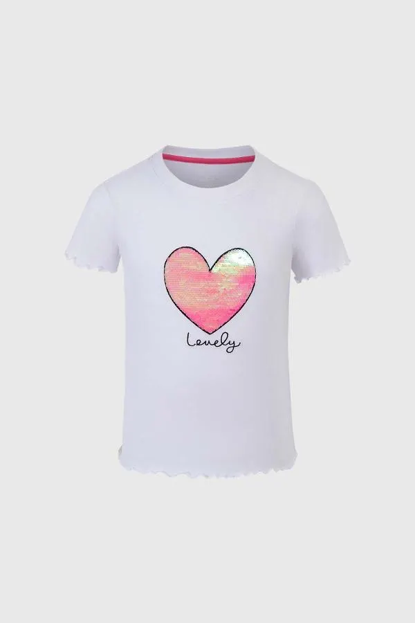 Polera niÑa con lentejuelas blanco