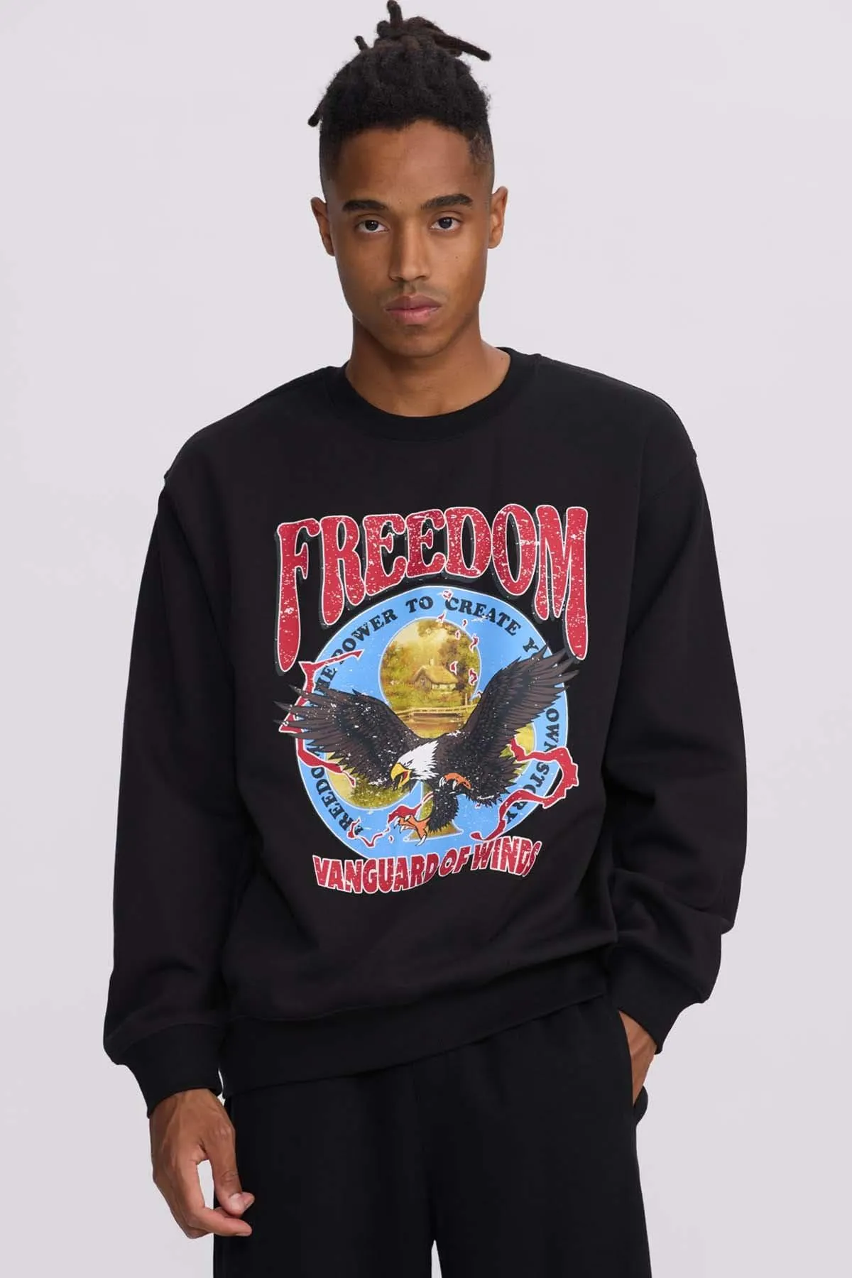 Polerón Hombre Central Print Negro