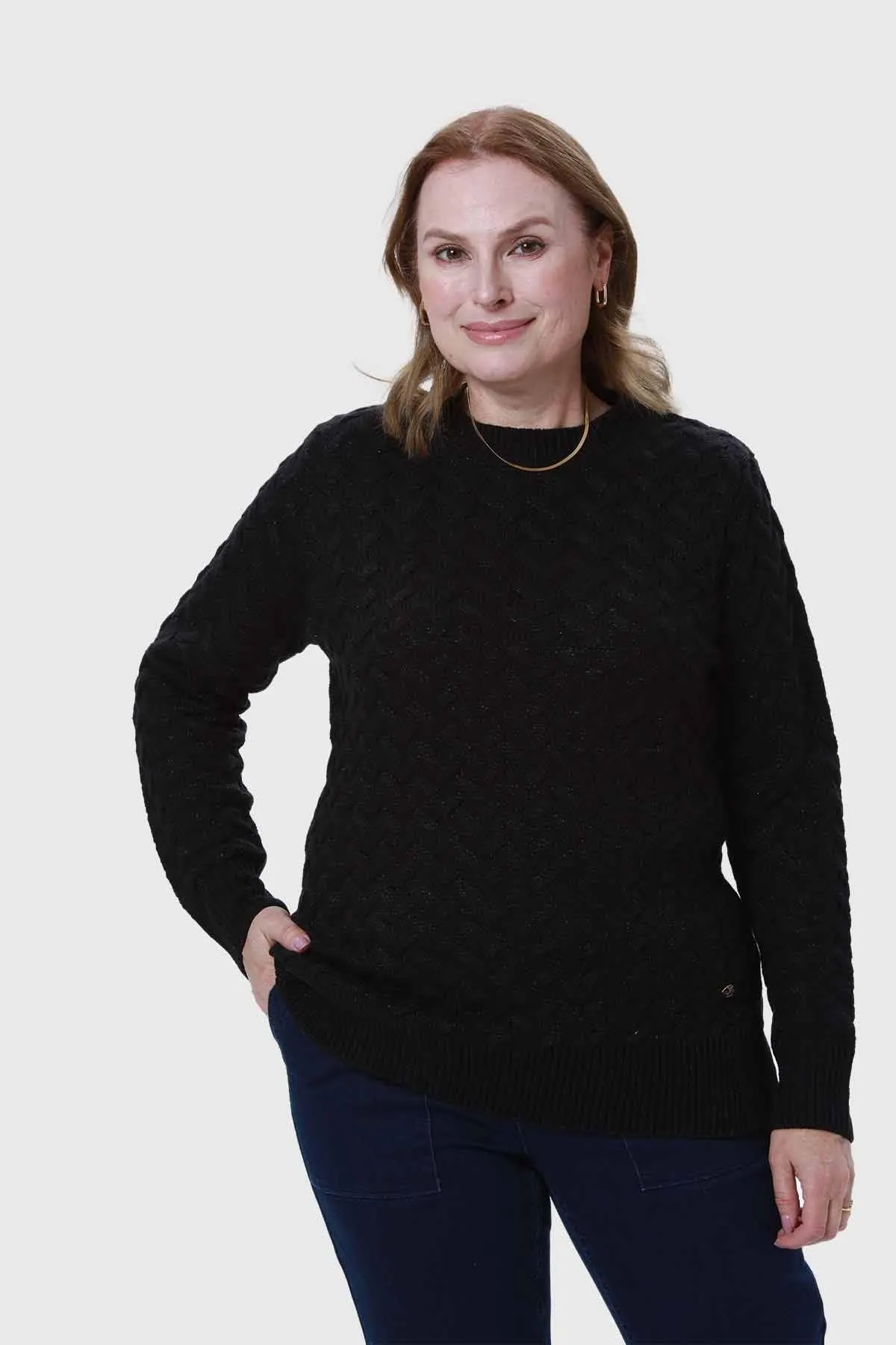 Sweater Mujer Calado Negro