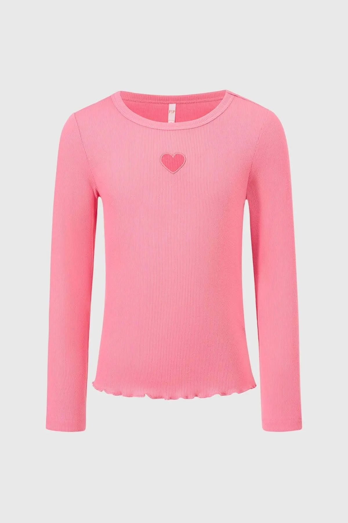 Polera Niña Rib Cut Rosado