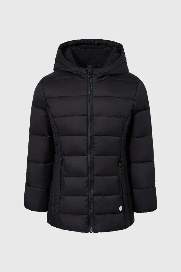 Parka niÑa juvenil larga negro