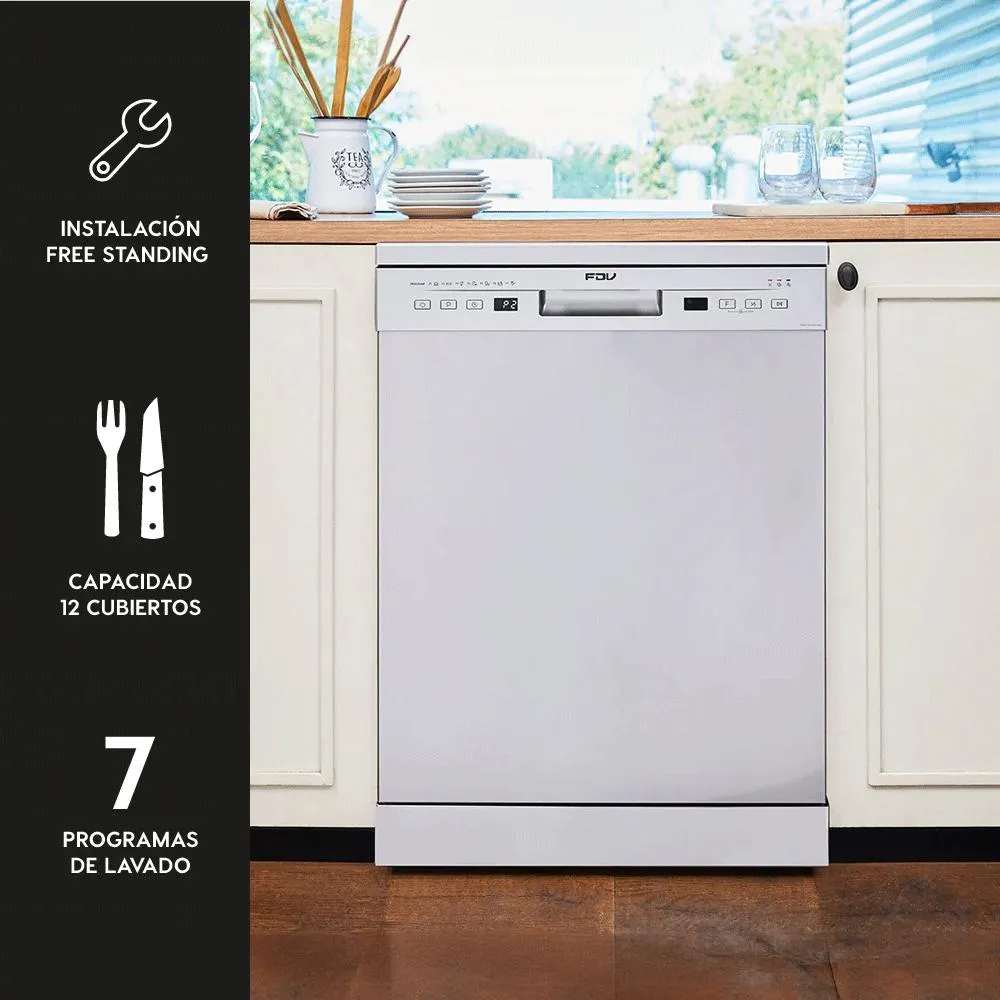 Lavavajillas Active Silver 12 Cubiertos Free Standing 60 cm FDV