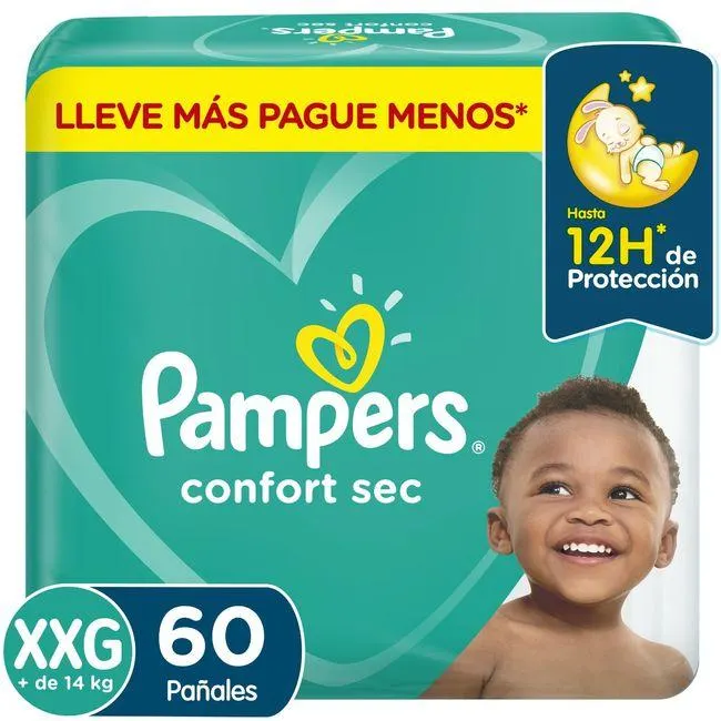 Pañales Pampers Confort Sec Talla XXG 60 un.