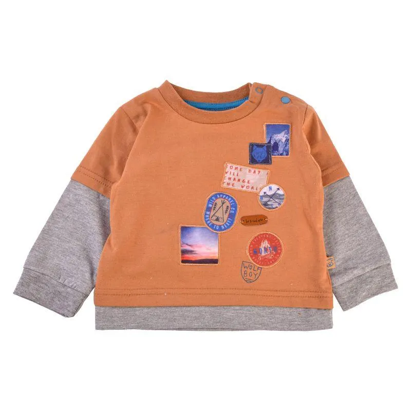 Polera Manga Larga Bebé Niño Café