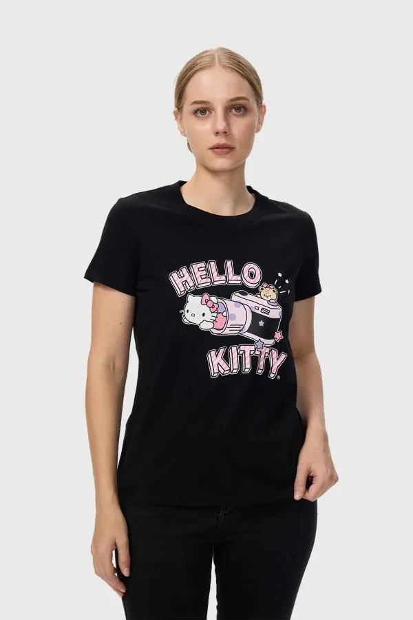 Polera mujer negro hello kitty fsp