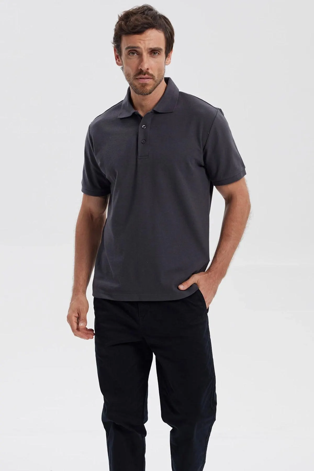 Polera Hombre Pique Básica Lisa Marengo