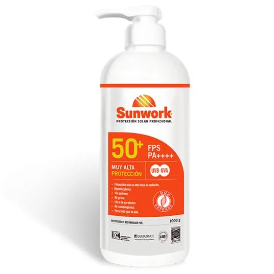 Protector Solar FPS 50+ Sunwork con Bomba 1 LT