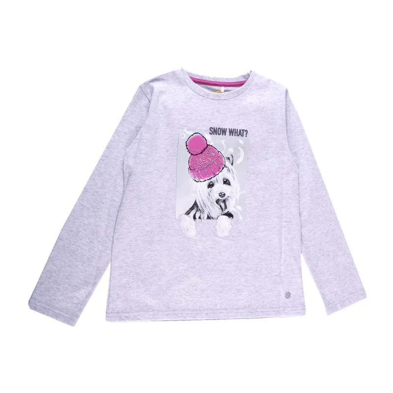Polera Manga Larga Niña Gris claro