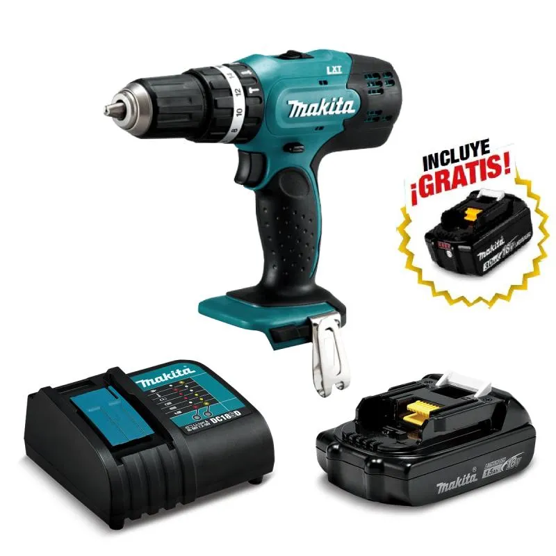 Taladro Percusión 1/2" 18V Xlt 0-400/1.300Rpm 1 Batería + Cargador Dhp453X10-1 Makita