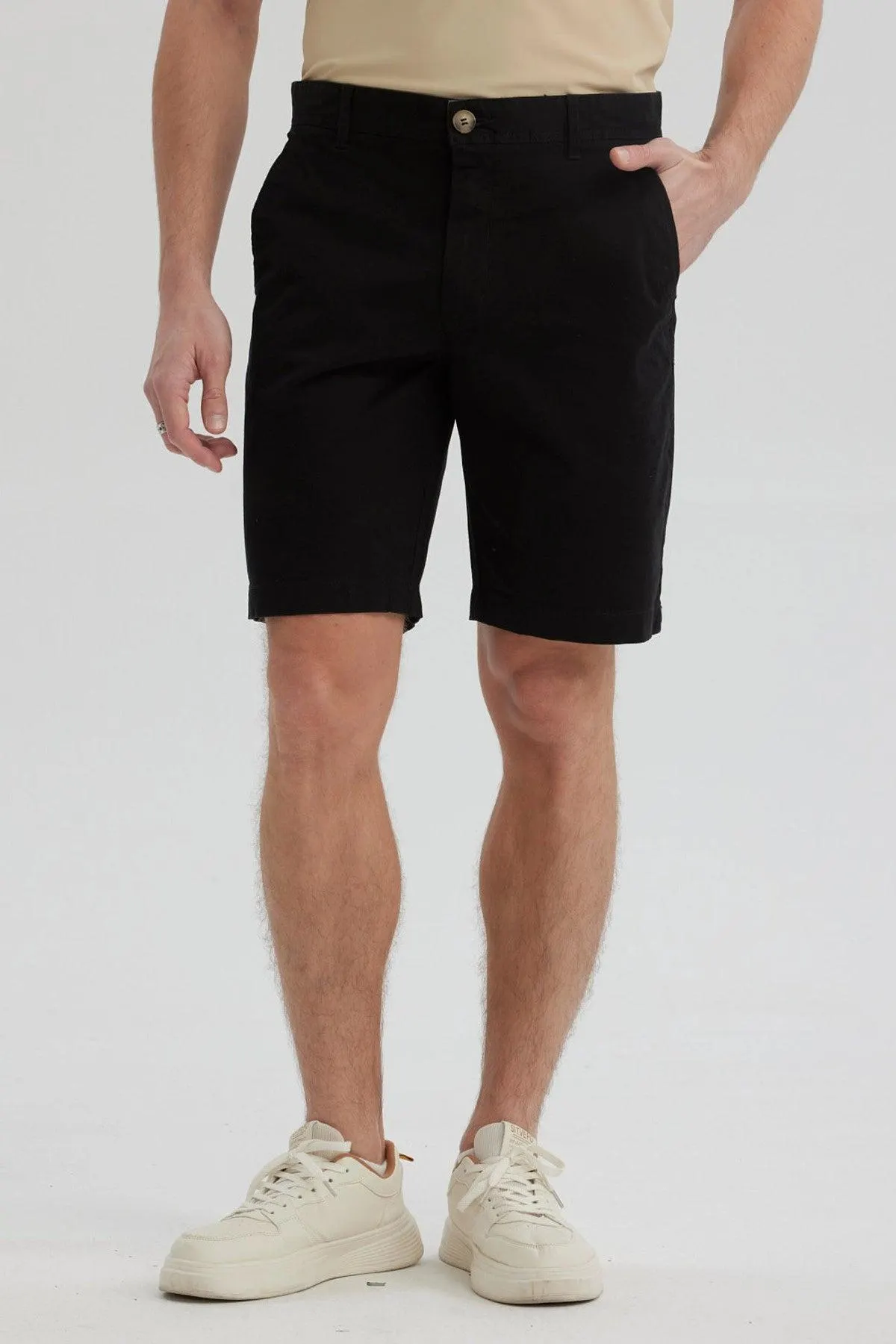 Bermuda Hombre Chino Básico Negro