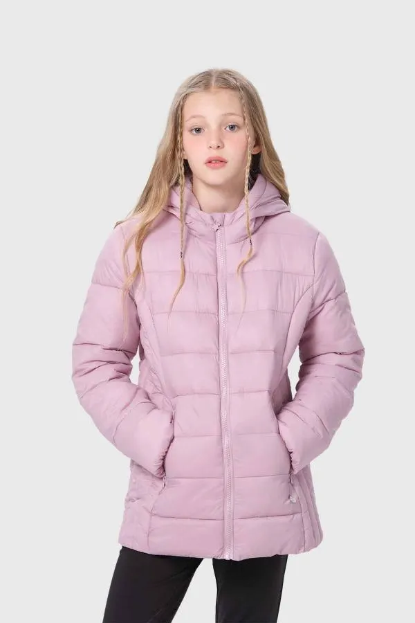 Parka niÑa juvenil larga palo rosa