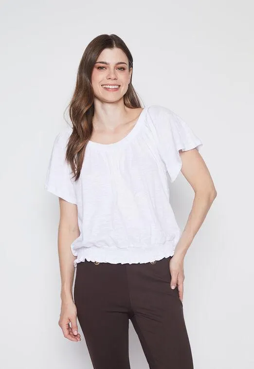 Polera Mujer Blanco Encaje Basta Family Shop