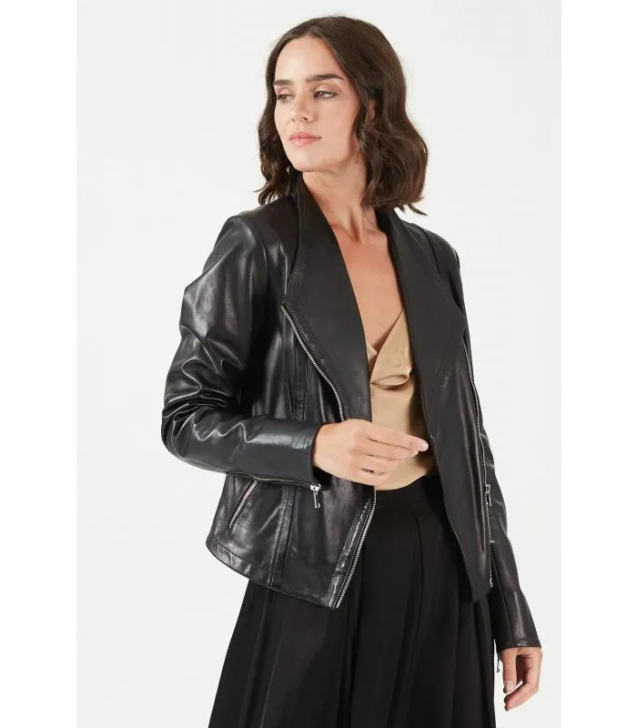 Chaqueta de cuero negra