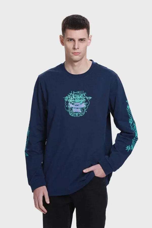 Polera hombre print posicional azul