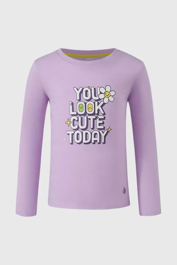 Polera niÑa bÁsica print posicional lila ii fsp