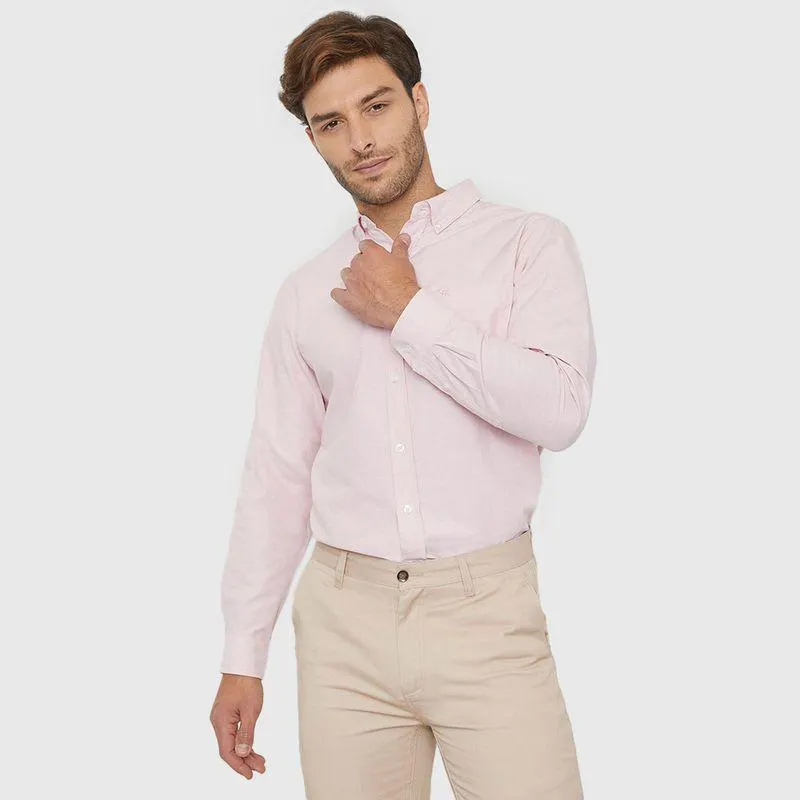Camisa Hombre Oxford Clásica Rosada M/L