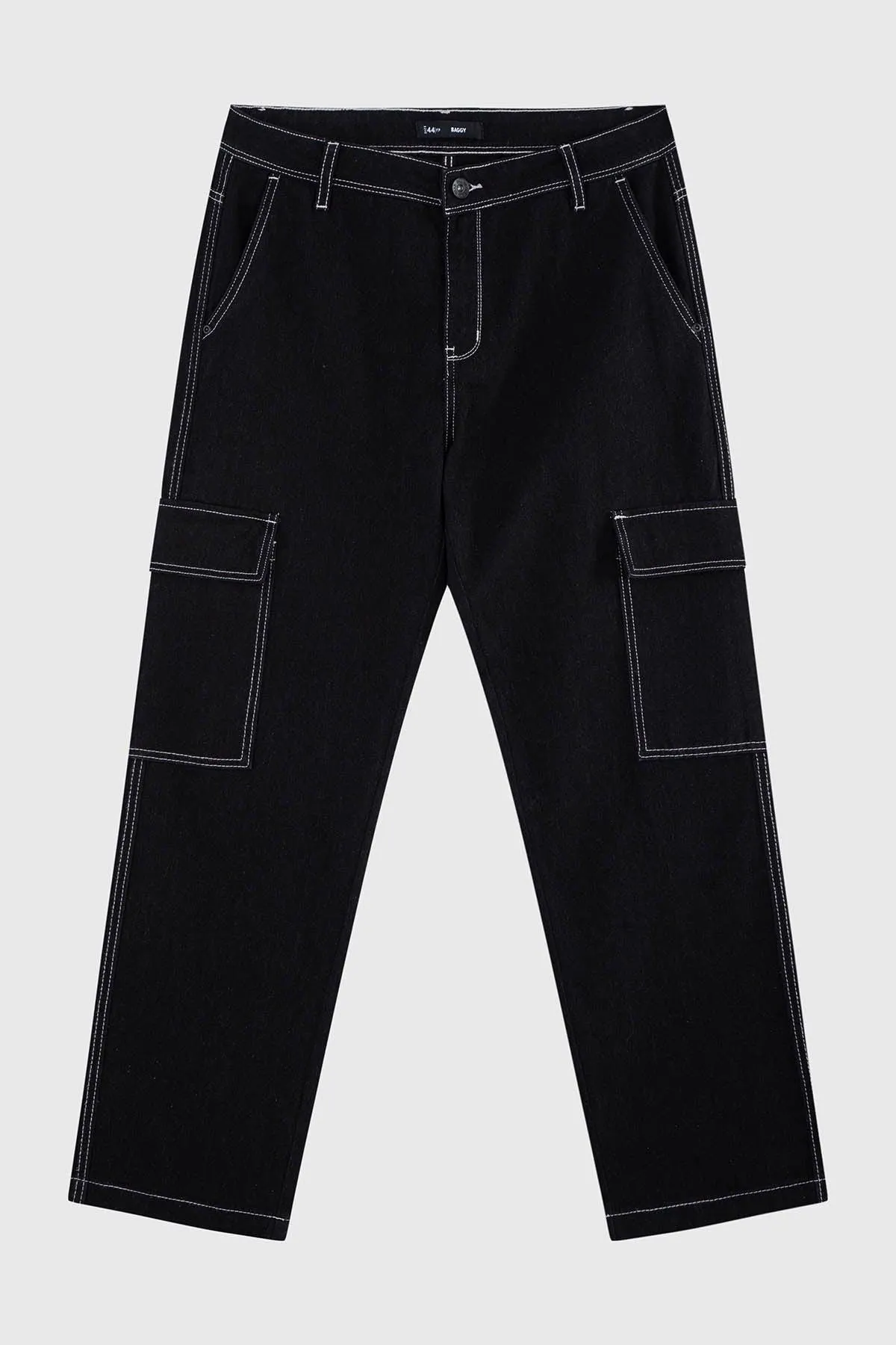 Jeans Hombre Cargo Costura Negro