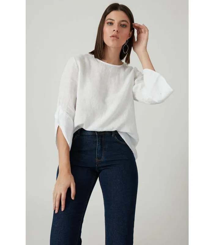 Blusa de lino blanca