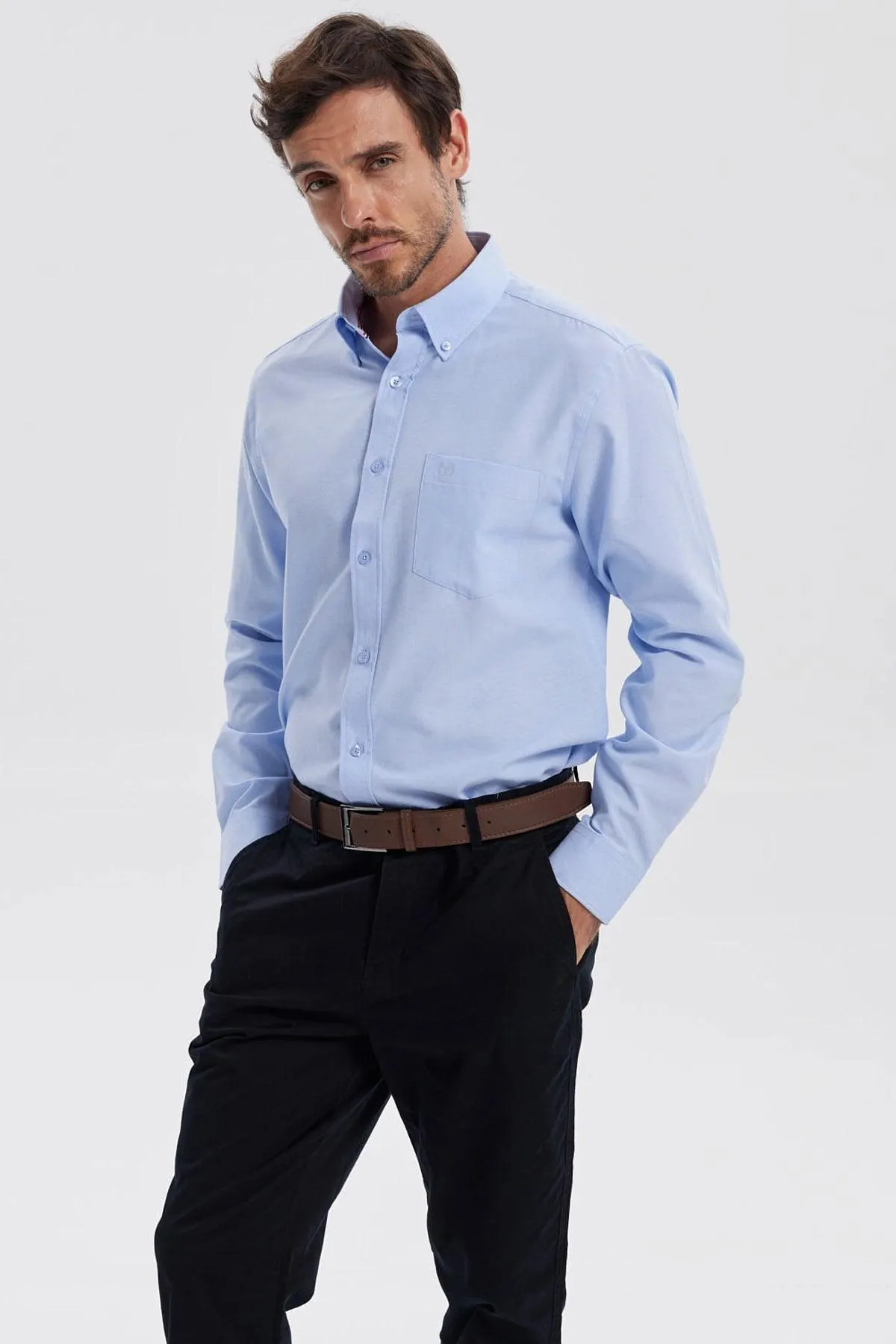 Camisa Hombre Oxford Celeste