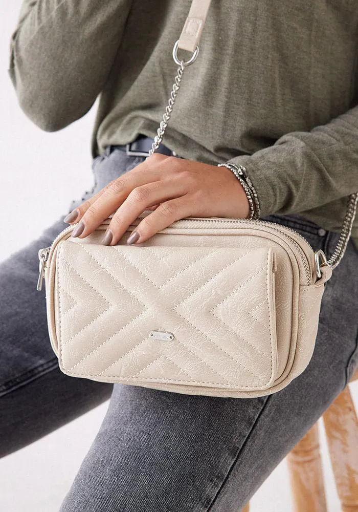 Cartera Quilt Y Cadena U Beige