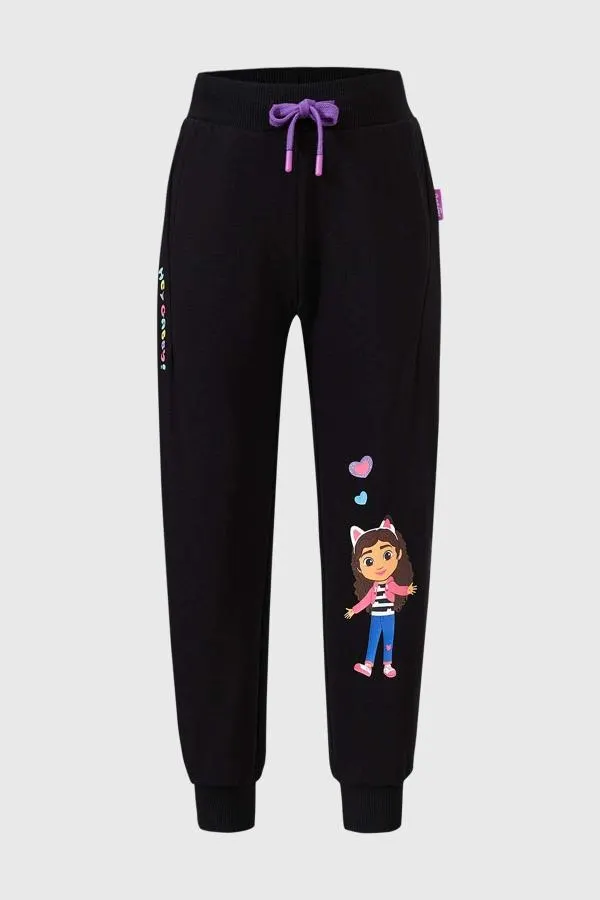 PantalÓn buzo niÑa gabby dollhouse negro