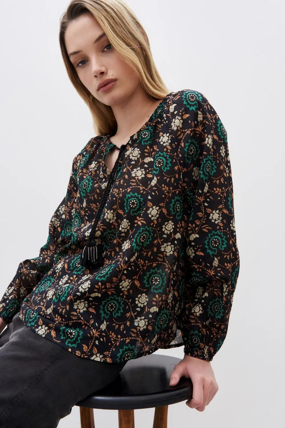 camisa gitain blockprint