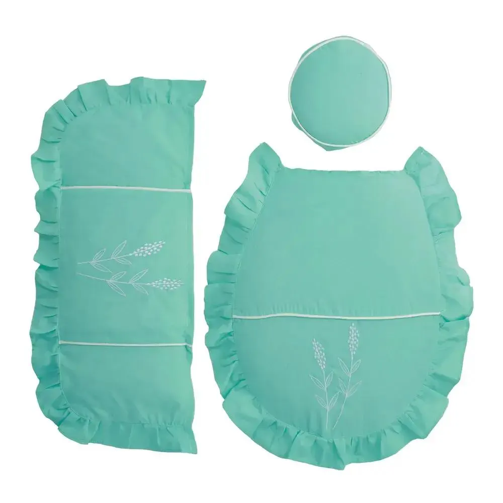 Set De Baño Bordado 3 Piezas Jardin Turquesa