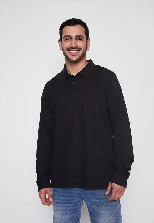 Polera Hombre Negro Pique Family Shop
