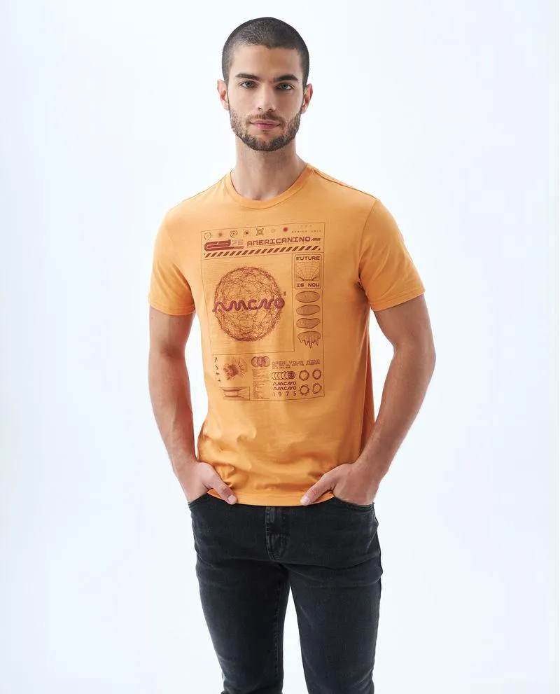 Camiseta estampada en frente para hombre