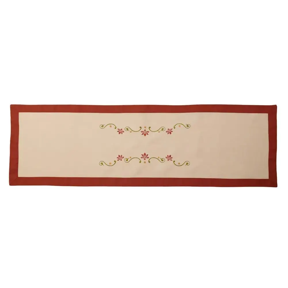 Camino Bordado 35x120 Cm Orquidea Arena