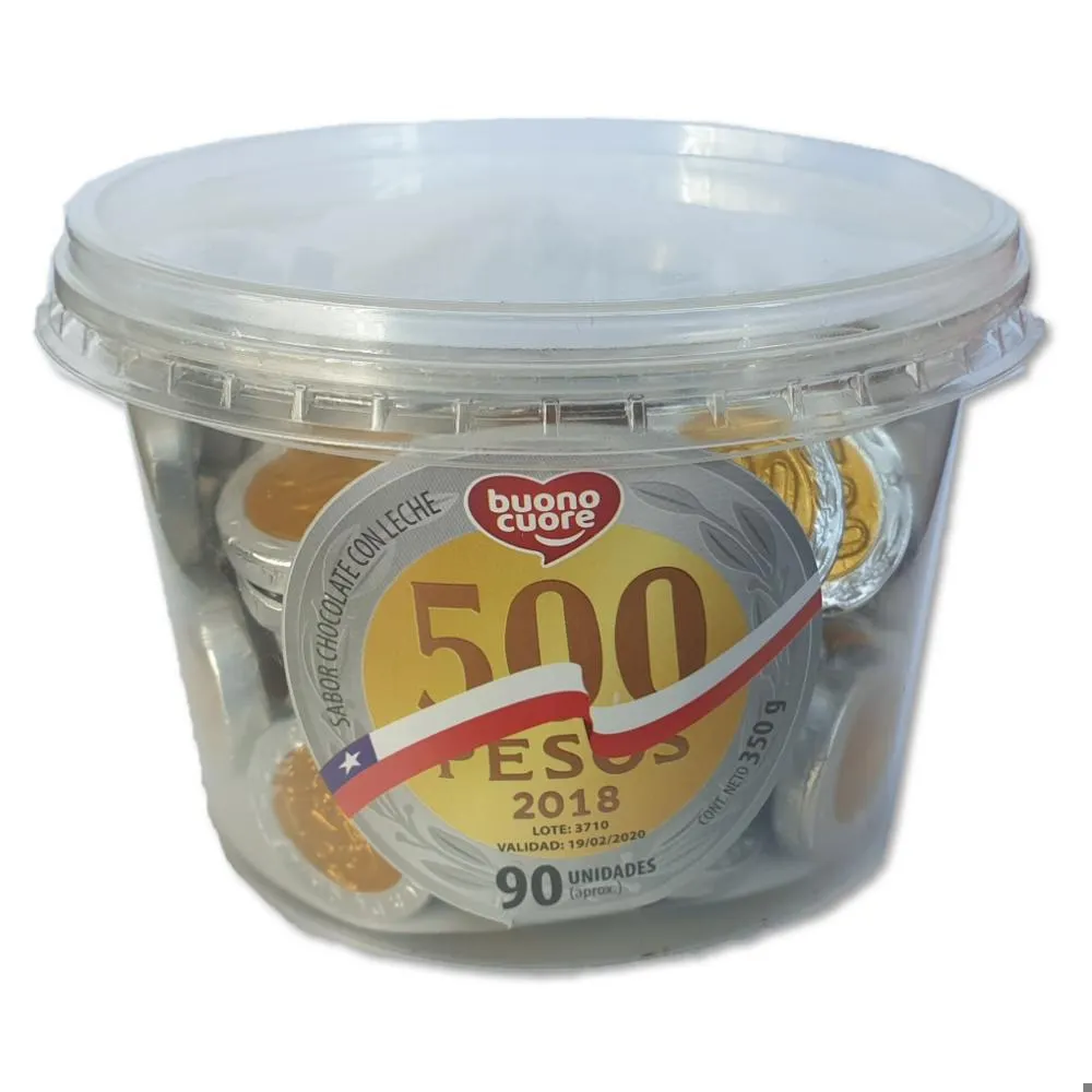 Monedas de chocolate pote