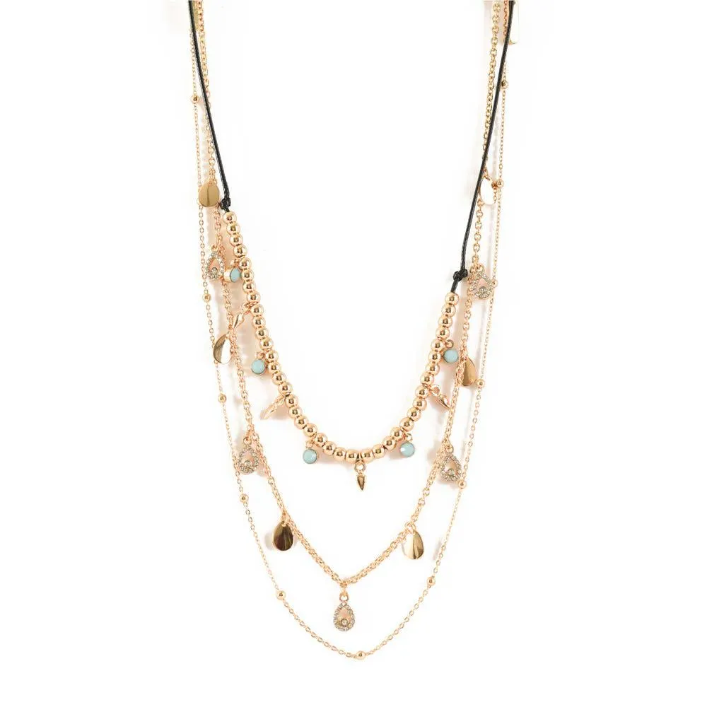 Hippie Chic collar triple dorado