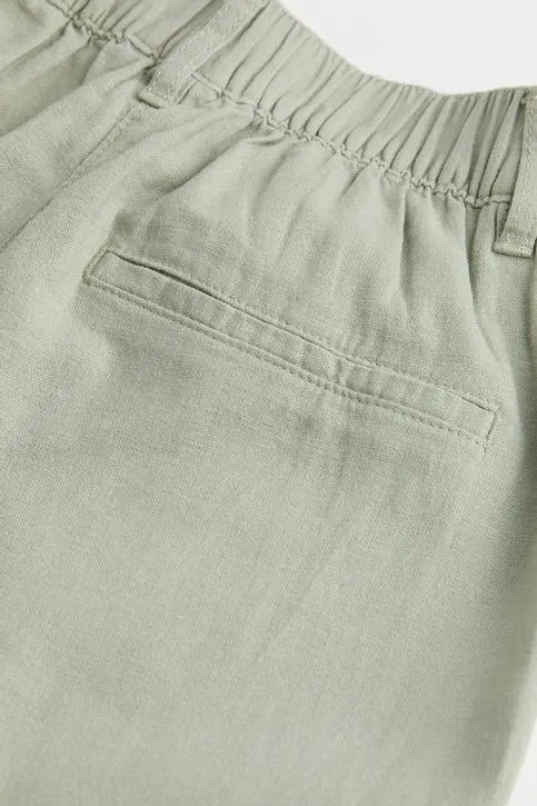 Pantalón recto en mezcla de lino