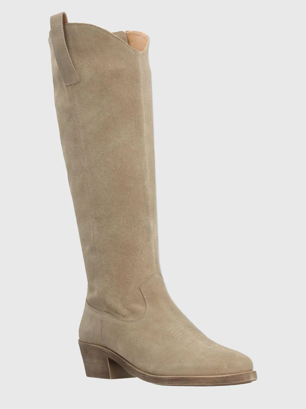 Bota Vaquera Mujer Cuero Andorra Beige Hush Puppies
