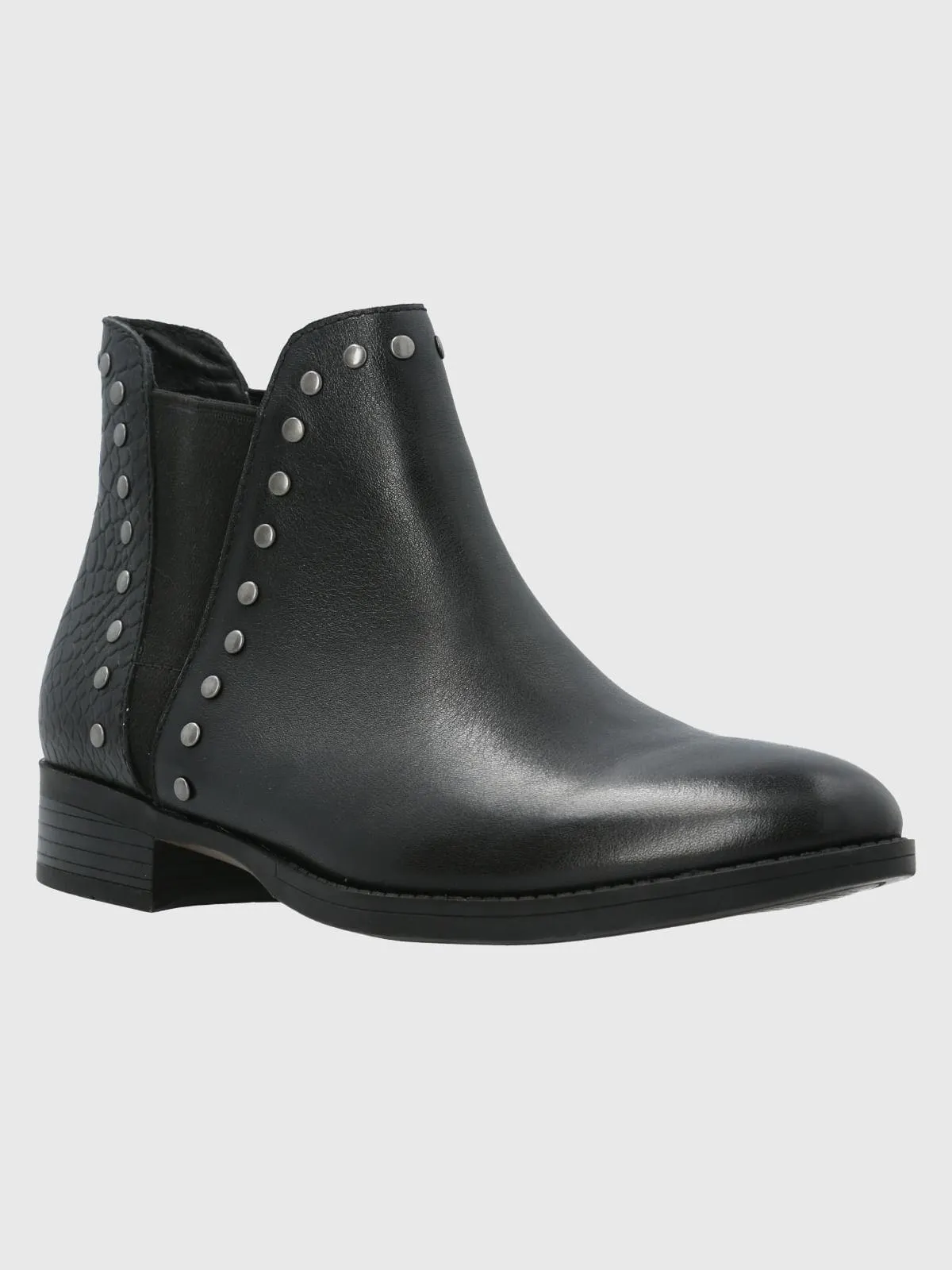 Botin Cuero Alva Negro Hush Puppies