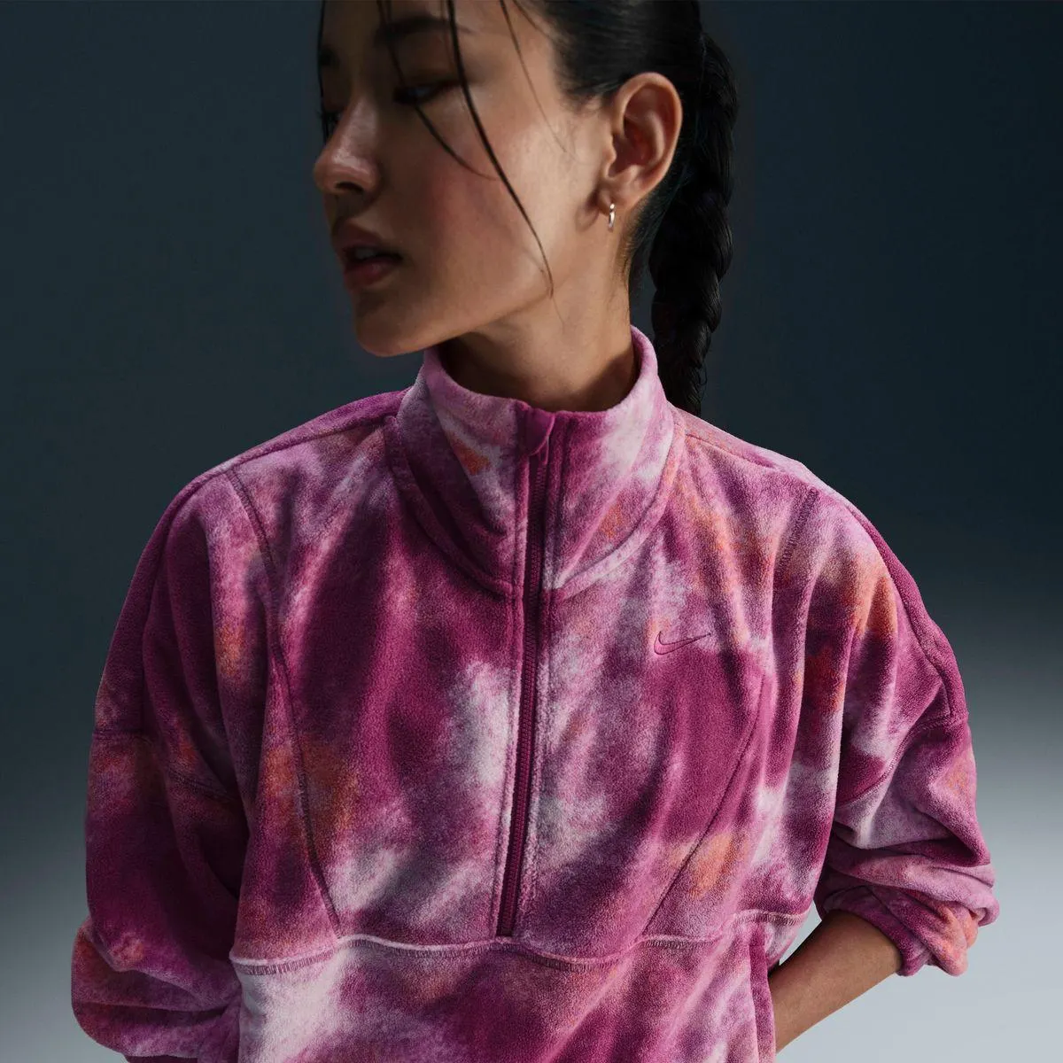 Top de polar Therma-FIT oversize con medio cierre para mujer