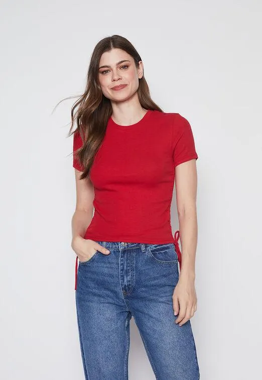 Polera Mujer Rojo Rib Costado Family Shop
