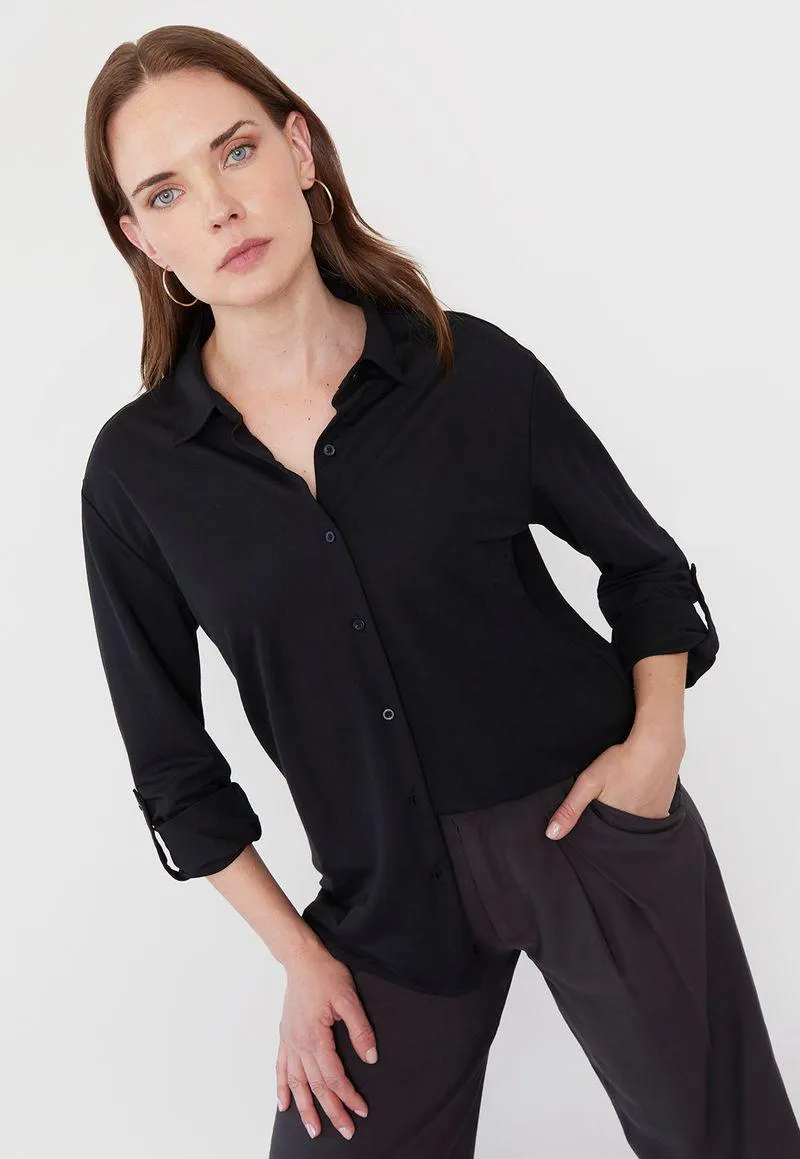 Blusa Mujer Camisera Negra