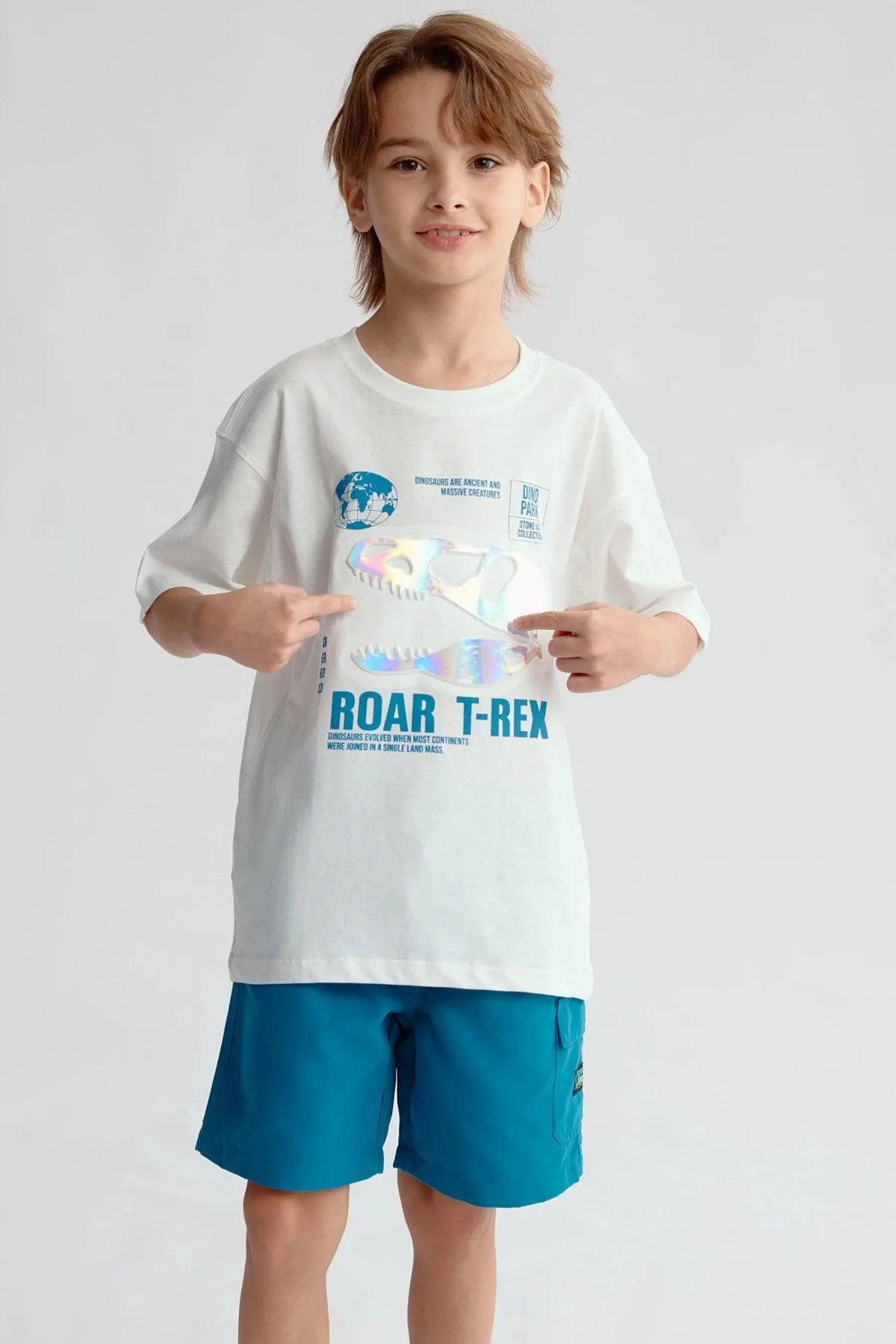 Polera Niño Print 3D Crudo