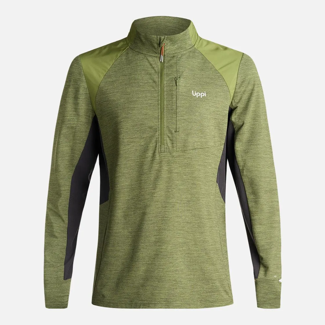 Poleron Hombre Egger 1/4 Zip Melange Verde Lippi
