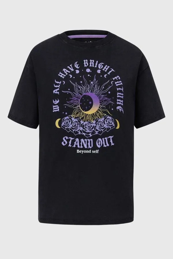 Polera niÑa oversize larga negro