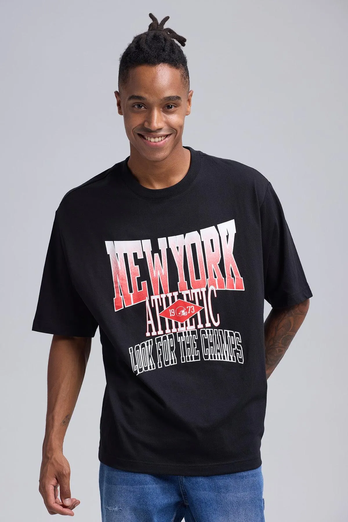 Polera Hombre Print Central Negro