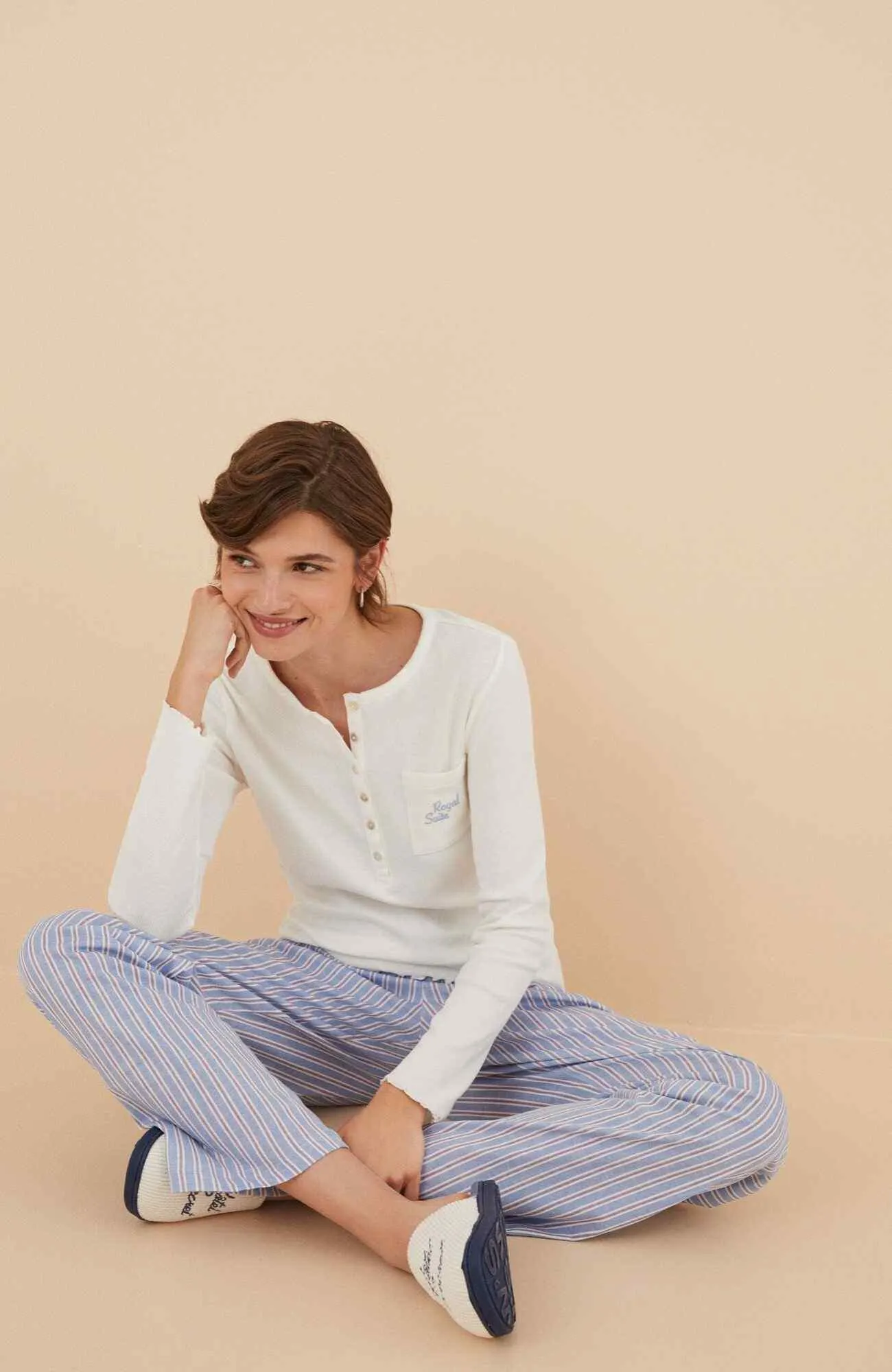 Pijama 100% Algodón Rayases Azul Women'Secret Lobby