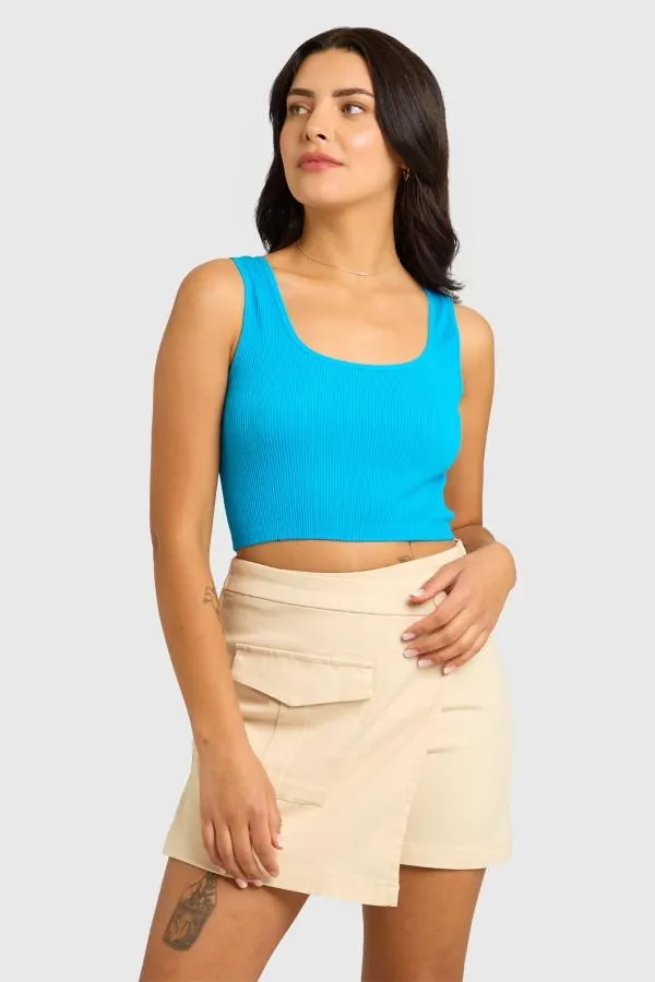 Polera mujer seamless azul claro