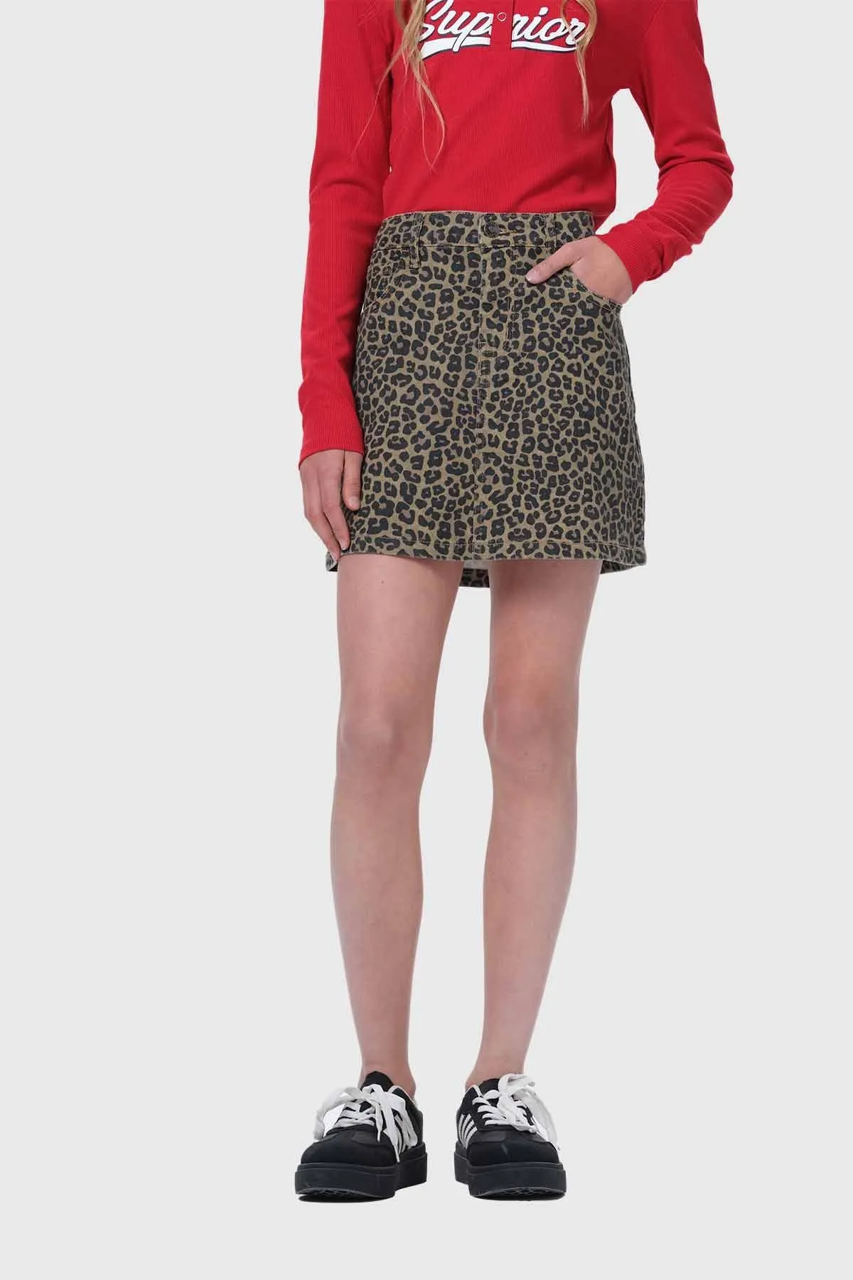 Falda Niña Animal Print Beige